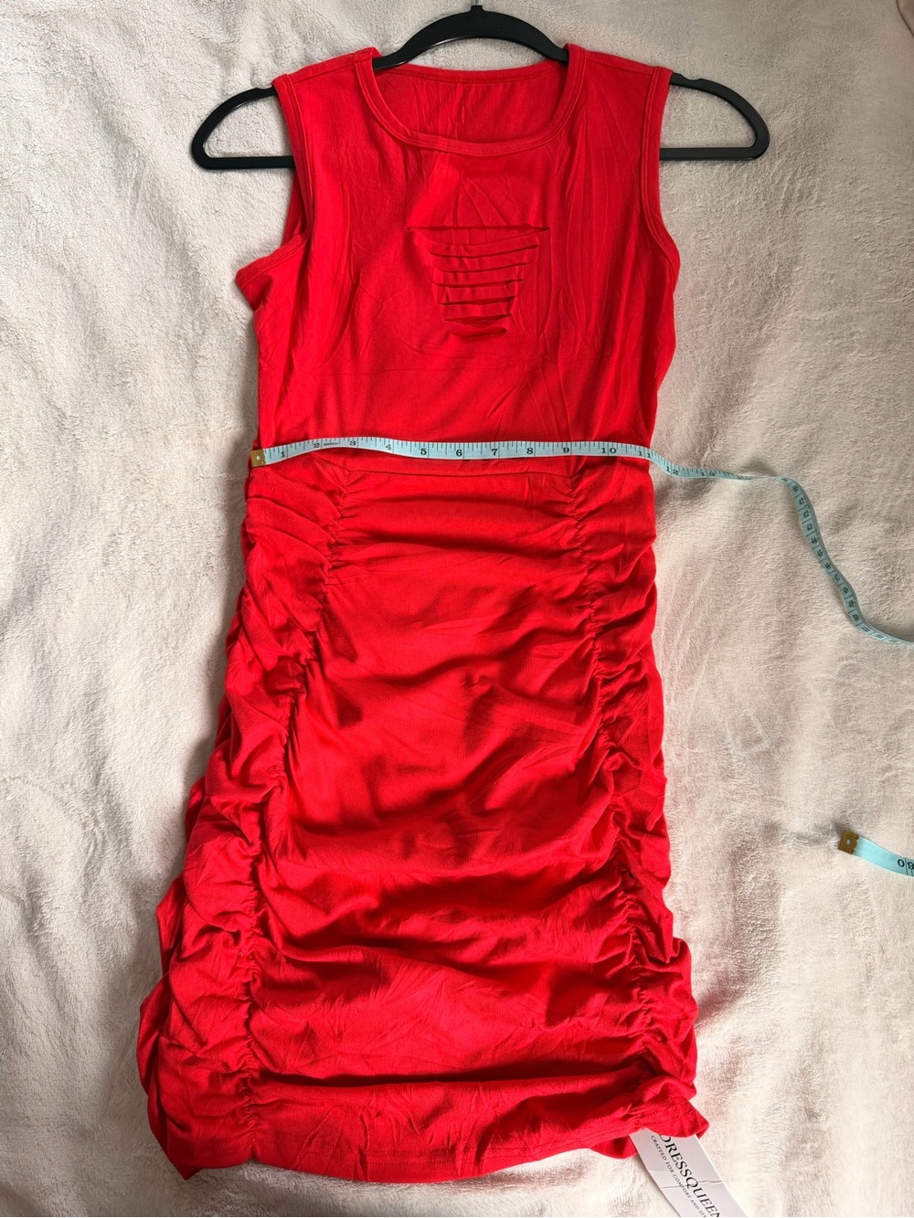 Dress Queen Red Ruched Tank Dress